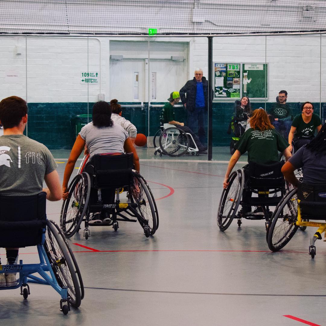 Participants playing hockey